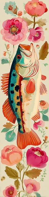 Free printable fish bookmark featuring whimsical fish pattern